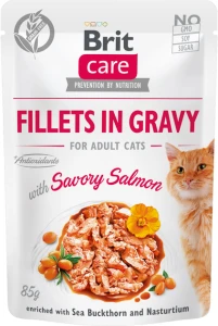 Brit Care Cat Fillets in Gravy z Łososiem, Rokitnikiem i Nasturcją 85g