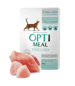 OPTIMEAL Sterilised Indyk i Kurczak w Sosie 85g